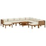 Garden furniture 11 pcs cream cushions solid acacia wood by , Garden sets - Ref: Foro24-3086942, Price: 1,00 €, Discount: %