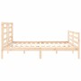 Double bed frame with solid wood headboard by vidaXL, Beds and slatted bases - Ref: Foro24-3194716, Price: 141,99 €, Discount: %