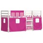 Bunk bed with curtains solid pink pine wood 90x200 cm by , Beds and slatted bases - Ref: Foro24-3283897, Price: 251,51 €, Dis...