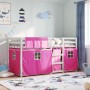 Bunk bed with curtains solid pink pine wood 90x200 cm by , Beds and slatted bases - Ref: Foro24-3283897, Price: 251,51 €, Dis...