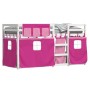 Bunk bed with curtains solid pink pine wood 90x200 cm by , Beds and slatted bases - Ref: Foro24-3283897, Price: 251,51 €, Dis...