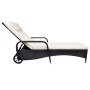 Black synthetic rattan lounger with wheels by , Loungers - Ref: Foro24-42482, Price: 136,81 €, Discount: %