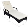 Black synthetic rattan lounger with wheels by , Loungers - Ref: Foro24-42482, Price: 136,81 €, Discount: %