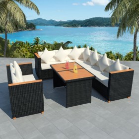 5-piece garden sofa set and black synthetic rattan cushions by , Garden sets - Ref: Foro24-43006, Price: 864,99 €, Discount: %