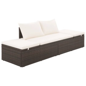 Garden lounger with brown PE rattan cushions and pillows by , Loungers - Ref: Foro24-317109, Price: 164,99 €, Discount: %