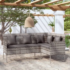 L-shaped sofa with gray synthetic rattan cushions by , Outdoor sofas - Ref: Foro24-318588, Price: 168,53 €, Discount: %