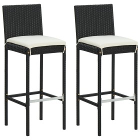 Kitchen stools with cushions 2 pcs black synthetic rattan by , Garden chairs - Ref: Foro24-316668, Price: 162,99 €, Discount: %