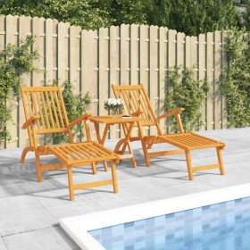 Gartenstuhl mit Fußstütze und Nachttisch massives Akazienholz von , Liegen - Ref: Foro24-3120440, Preis: 273,91 €, Rabatt: %