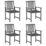 Garden chairs with cushions 4 pcs solid acacia wood in gray by , Garden chairs - Ref: Foro24-3061222, Price: 263,57 €, Discou...