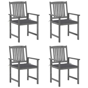 Garden chairs with cushions 4 pcs solid acacia wood in gray by , Garden chairs - Ref: Foro24-3061222, Price: 263,89 €, Discou...