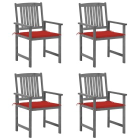 Garden chairs with cushions 4 pcs solid acacia wood in gray by , Garden chairs - Ref: Foro24-3061234, Price: 271,99 €, Discou...