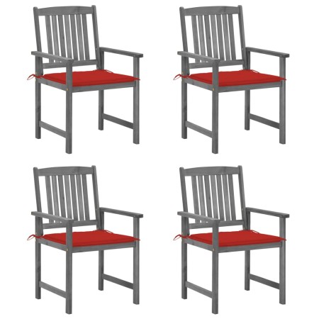 Garden chairs with cushions 4 pcs solid acacia wood in gray by , Garden chairs - Ref: Foro24-3061234, Price: 272,21 €, Discou...