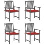 Garden chairs with cushions 4 pcs solid acacia wood in gray by , Garden chairs - Ref: Foro24-3061234, Price: 272,21 €, Discou...