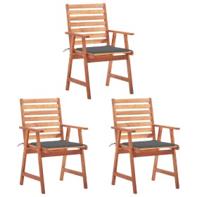 Garden dining chairs and cushions 3 pcs solid acacia wood by , Garden chairs - Ref: Foro24-3064347, Price: 216,13 €, Discount: %