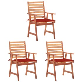 Garden dining chairs and cushions 3 pcs solid acacia wood by , Garden chairs - Ref: Foro24-3064353, Price: 224,27 €, Discount: %