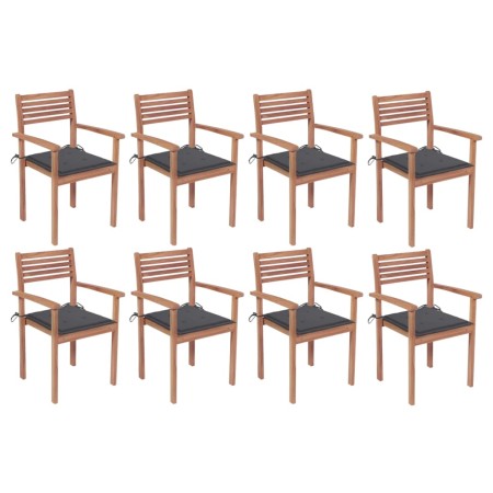 Stapelbare Gartenstühle 8 Stück Teakholz mit Kissen von , Gartenstühle - Ref: Foro24-3072600, Preis: 655,99 €, Rabatt: %