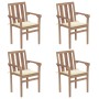 Stackable garden chairs, set of 4, made of solid teak wood with cushions. by , Garden chairs - Ref: Foro24-3073381, Price: 47...