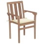 Stackable garden chairs, set of 4, made of solid teak wood with cushions. by , Garden chairs - Ref: Foro24-3073381, Price: 47...