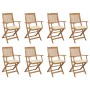 Folding garden chairs 8 units and solid acacia wood cushions by , Garden chairs - Ref: Foro24-3075087, Price: 432,68 €, Disco...