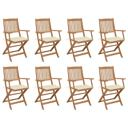 Folding garden chairs 8 units and solid acacia wood cushions by , Garden chairs - Ref: Foro24-3075087, Price: 432,68 €, Disco...