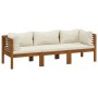 3-seater garden sofa with cream cushion made of acacia wood by , Garden sets - Ref: Foro24-3086932, Price: 503,17 €, Discount: %