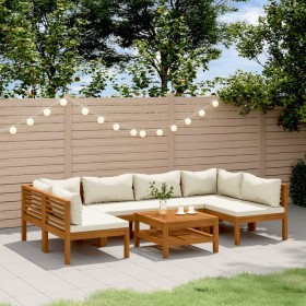 Gartenmöbel 7 Stück creme Kissen massives Akazienholz von , Gartensets - Ref: Foro24-3086947, Preis: 953,99 €, Rabatt: %