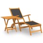 Silla de jardín con reposapiés y mesa madera acacia y textilene de , Tumbonas - Ref: Foro24-3120442, Precio: 118,05 €, Descue...