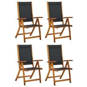 Folding garden chairs 4 pcs solid acacia wood textilene by , Garden chairs - Ref: Foro24-3120454, Price: 281,99 €, Discount: %