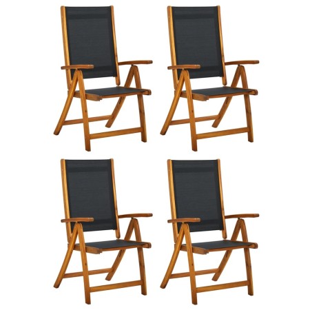 Folding garden chairs 4 pcs solid acacia wood textilene by , Garden chairs - Ref: Foro24-3120454, Price: 298,39 €, Discount: %