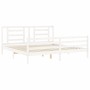 Double bed frame with white solid wood headboard by vidaXL, Beds and slatted bases - Ref: Foro24-3194717, Price: 151,88 €, Di...