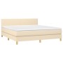 Cama box spring con colchón y LED tela crema 180x200 cm de , Camas y somieres - Ref: Foro24-3133578, Precio: 554,83 €, Descue...