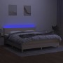 Cama box spring con colchón y LED tela crema 180x200 cm de , Camas y somieres - Ref: Foro24-3133578, Precio: 554,83 €, Descue...