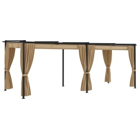 Cenador con cortinas acero gris taupe 6x3 m de , Carpas y cenadores - Ref: Foro24-313900, Precio: 497,99 €, Descuento: %