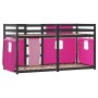 Bunk bed with curtains solid pink pine wood 90x200 cm by , Beds and slatted bases - Ref: Foro24-3283936, Price: 289,55 €, Dis...