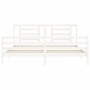 Double bed frame with white solid wood headboard by vidaXL, Beds and slatted bases - Ref: Foro24-3194717, Price: 151,88 €, Di...