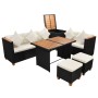 7-piece garden furniture set with black synthetic rattan cushions by , Garden sets - Ref: Foro24-43008, Price: 677,99 €, Disc...