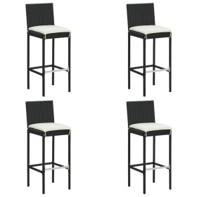 High garden stools with 4 black synthetic rattan cushions by , Garden chairs - Ref: Foro24-316670, Price: 321,81 €, Discount: %