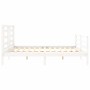 Double bed frame with white solid wood headboard by vidaXL, Beds and slatted bases - Ref: Foro24-3194717, Price: 151,88 €, Di...