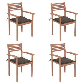 Garden chairs 4 units teak wood with taupe gray cushions by , Garden chairs - Ref: Foro24-3062297, Price: 338,58 €, Discount: %