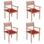 Garden chairs 4 pcs solid teak wood with red cushions by , Garden chairs - Ref: Foro24-3062295, Price: 336,99 €, Discount: %