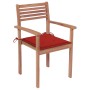 Garden chairs 4 pcs solid teak wood with red cushions by , Garden chairs - Ref: Foro24-3062295, Price: 336,99 €, Discount: %