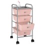 Carrito de almacenaje portátil 4 cajones plástico rosa de vidaXL, Carretillas de carga - Ref: Foro24-320400, Precio: 55,72 €,...