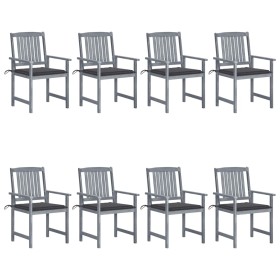 Garden chairs with cushions 8 pcs solid gray acacia wood by , Garden chairs - Ref: Foro24-3078222, Price: 525,03 €, Discount: %