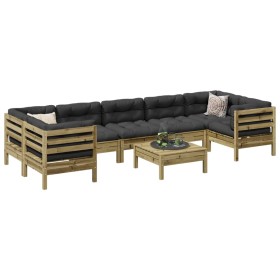 8-piece garden sofa set with impregnated pine wood cushions by , Garden sets - Ref: Foro24-3299341, Price: 733,99 €, Discount: %