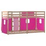 Bunk bed with curtains solid pink pine wood 80x200 cm by , Beds and slatted bases - Ref: Foro24-3283900, Price: 170,83 €, Dis...