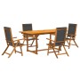 Garden dining set 5 pieces solid acacia wood and textilene by , Garden sets - Ref: Foro24-3279268, Price: 491,99 €, Discount: %