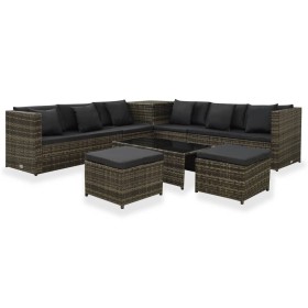 8-teiliges Gartensofa-Set und graue synthetische Rattankissen von , Gartensets - Ref: Foro24-313136, Preis: 659,99 €, Rabatt: %