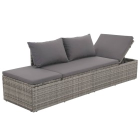 Garden lounger with gray synthetic rattan cushions and pillows by , Loungers - Ref: Foro24-317110, Price: 221,99 €, Discount: %