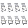 8 pcs folding garden chairs and solid acacia wood cushions by , Garden chairs - Ref: Foro24-3078292, Price: 397,99 €, Discoun...