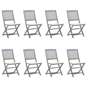 8 pcs folding garden chairs and solid acacia wood cushions by , Garden chairs - Ref: Foro24-3078292, Price: 405,12 €, Discoun...